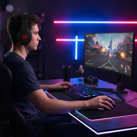 Casque Filaire PS4/PC avec Microphone  Son Stéréo Bass pour Gaming et Bureautique