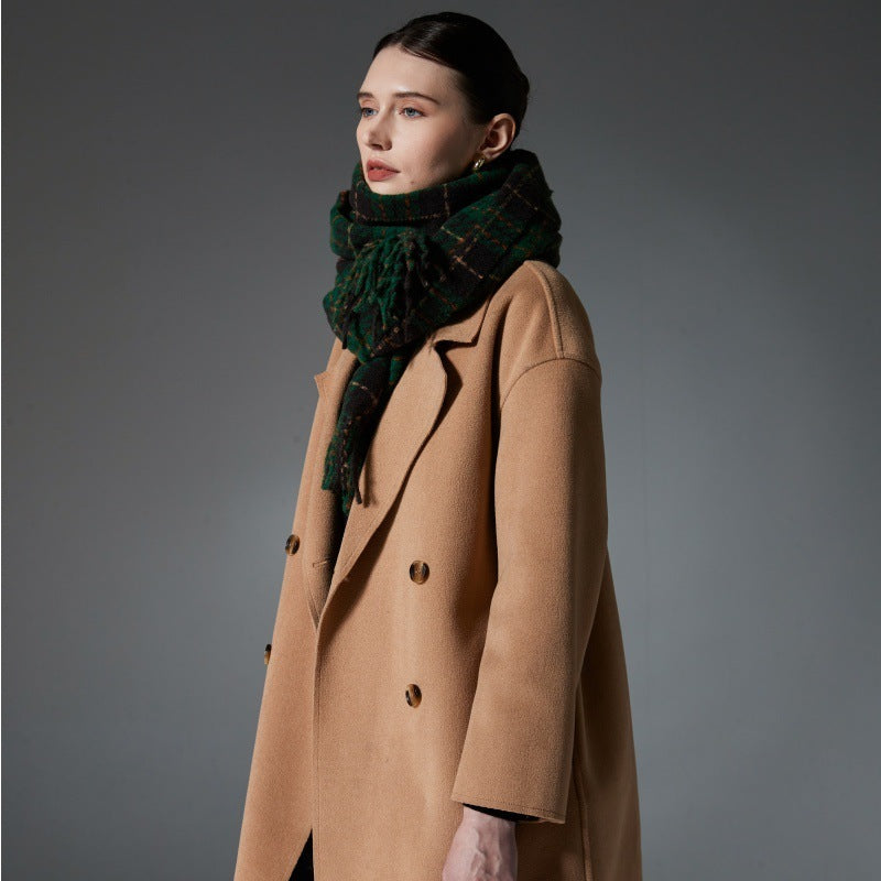 European And American Green Tassel Plaid Scarf Shawl